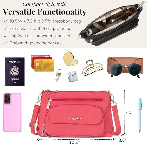 Image of Baggallini Original Everyday 11x7.5 Crossbody Bags Rfid Protected Lightweight Nylon Zippered Travel Purse