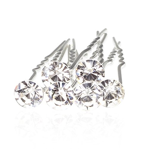 Preisvergleich Produktbild Autiga Haarnadeln mit Kristall Strass Stein Hochzeit Braut Haarschmuck Strasshaarnadel Kommunion Haarpins Duttnadeln Silber transparent 6er Set