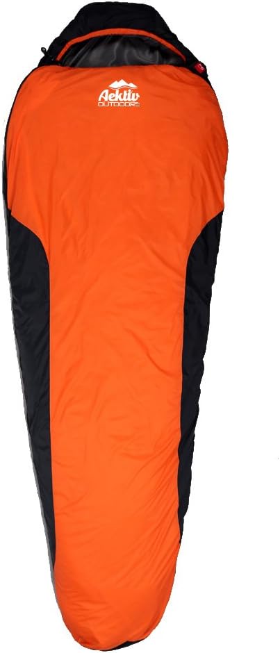 Lightweight 35 Degree Mummy Sleeping Bag, Orange, 82 X 29-Inch