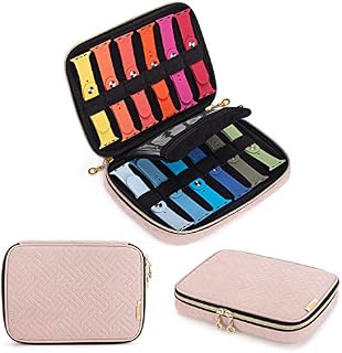 Teamoy Watch Strap Storage Case Holds 12pcs Watch Straps, Travel Organiser Bag for Watch Bands, Organiser Case Compatible for All Series Apple Watch Straps or Smart Watch Bands, Misty Rose