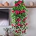 CITYES 2 Pcs Artificial Hanging Flowers for Outdoors Bougainvillea Artificial Vines Rose Red UV Resistant Faux Flowers for Outdoor Planters Wall Porch Patio Balcony Garden Yard Outside Basket Decor