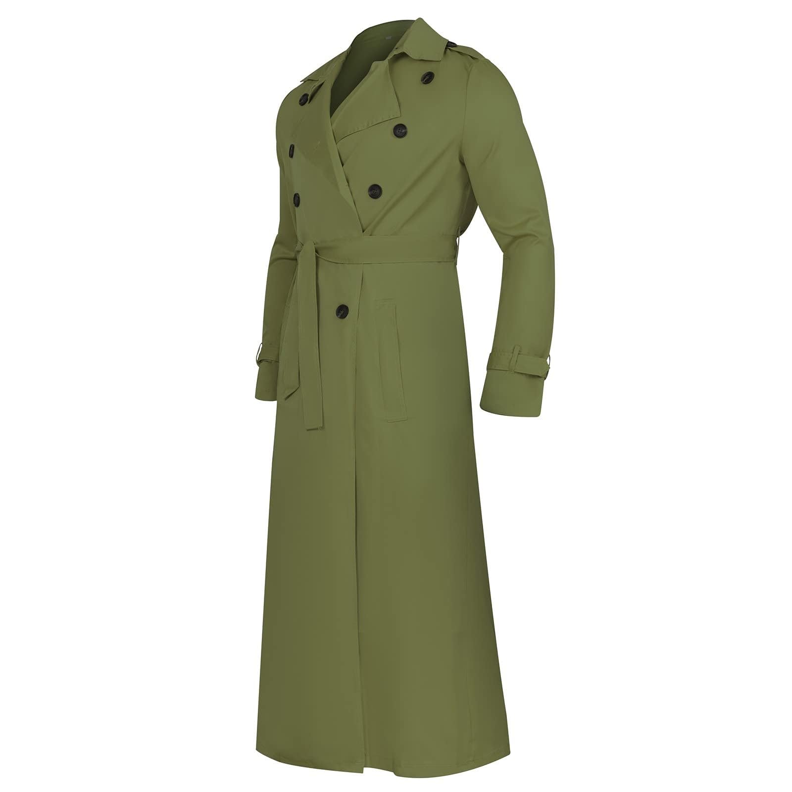 SOOUICKER Mantel Herren Extra Lang Wintermantel Elegant Peacoat Steampunk Mantel Mittelalter Kleidung Herren Mantel Business Casual Wintermantel Ohne Kapuze