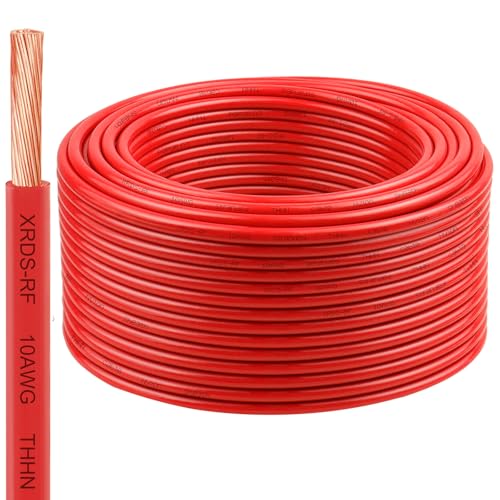 Image of XRDS -RF 10 Gauge THHN Wire, 200FT Red Stranded Copper Electrical Wire, 600V, Heat & Oil Resistant, Nylon Sheath Building Wire for Indoor /Outdoor Use