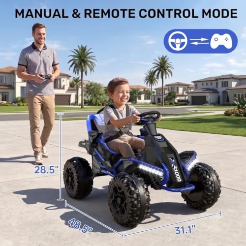 Image of ANPABO 24V 4x4 Ride On Toys for Big Kids Aged 3-12, 4 * 200W Motors-Blue