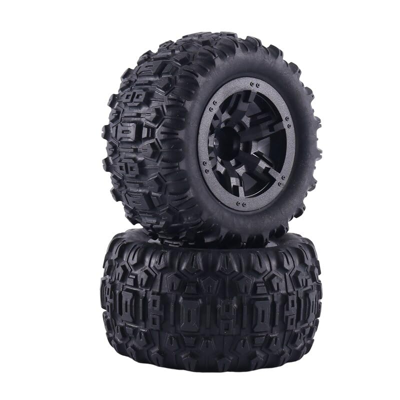 BrewJa 4Pcs Tire Wheel Tyres Black Wheel Tyres Compatible with MJX Hyper Go 16207 16208 16209 16210 H16 H16H H16E H16P 1/16 RC Car Spare Parts