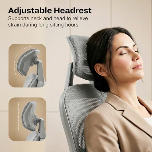 Image of DROGO Magnus Ergonomic Office Chair for Work from Home, Computer Chair with 7D Armrest, Headrest, Curved Lumbar Support, Adjustable Back & Sliding Seat | 130 Recline, Footrest & Aluminium Base (Grey)