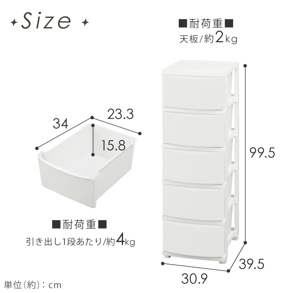 青とグレーの5段チェスト チェスト 5段 組み立て簡単 収納ボックス タンス ウッドトップ