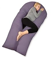 Vista 18 de QUEEN ROSE Almohada de embarazo con forma de U, soporte para espalda, cuello, cabeza con funda de terciopelo