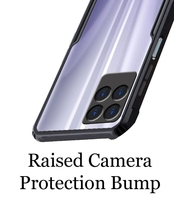 Image of A rtistque Hard Transparent Acrylic Armor Clear Back Cover Case for Realme 8i / Realme Narzo 50 Anti-Drop Shockproof TPU Edge - Black