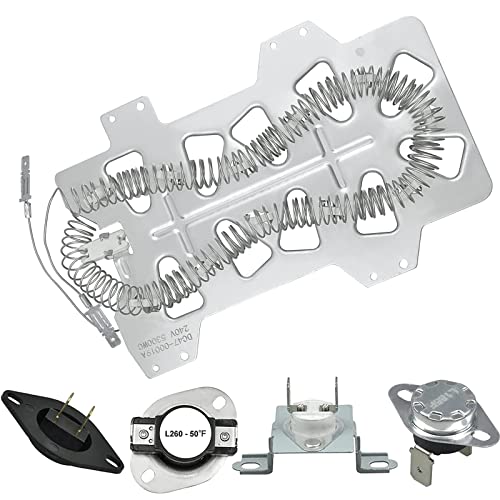 Dryer Heating Element DC47-00019A Thermal Fuse DC96-00887A & DC47-00016A Thermostat Dryer Parts DC47-00018A Heating Element for Samsung Dryer Replace AP4201899 2068550 PS2038533 EAP2038533