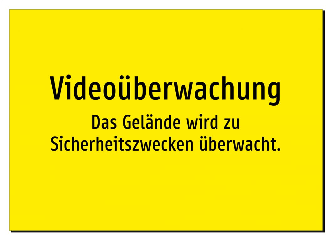 Videoüberwachung - Das Gelände wird zu Sicherheitszwecken überwacht. – Aluminiumschild A4: 297x210mm – Ohne Grafik, nur Text