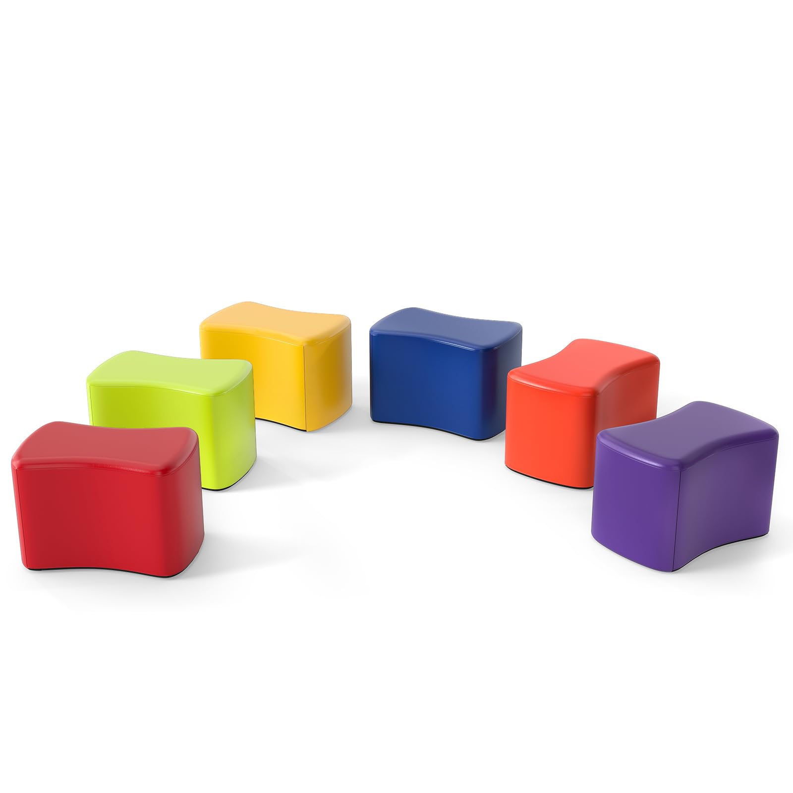 FANTASK 6er Set Sitzhocker, Kinderhocker aus Schaumstoff stapelbar, bunter Schmetterlingshocker, Kinderstuhl für Kinderzimmer, Kindergarten