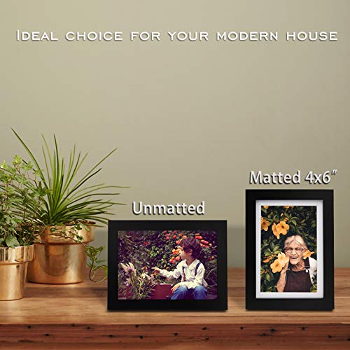 Egofine 5X7 Picture Frames 4 Pcs - Made Of Solid Wood Covered By Plexiglass Matted For 4X6 And 3.5X5 For Table Top Display And Wall Mounting Photo Frame Black #TOP5