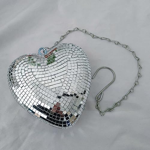 Bola espejada colgante en forma de corazón para fiestas, bodas y decoración del hogar, diseño reflectante miniatura 2