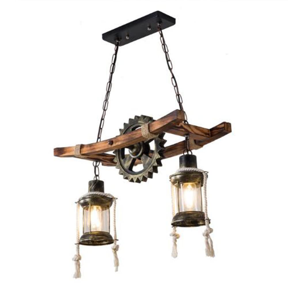 Drewniana lampa wisząca vintage lampa wisząca przemysłowa metalowa wisząca lampa retro stół jadalnia żyrandol E27 lampa sufitowa sypialnia salon jadalnia kuchnia loft bar oświetlenie dekoracyjne