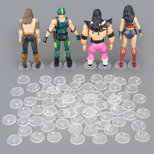 SIXPOINTS 70pcs 6 Inch Action Figure Stand, Clear Plastic Display Holder Base, Compatible with 1/12 Marvel Legends/DC/GI Joe/MOTU Figure Toy