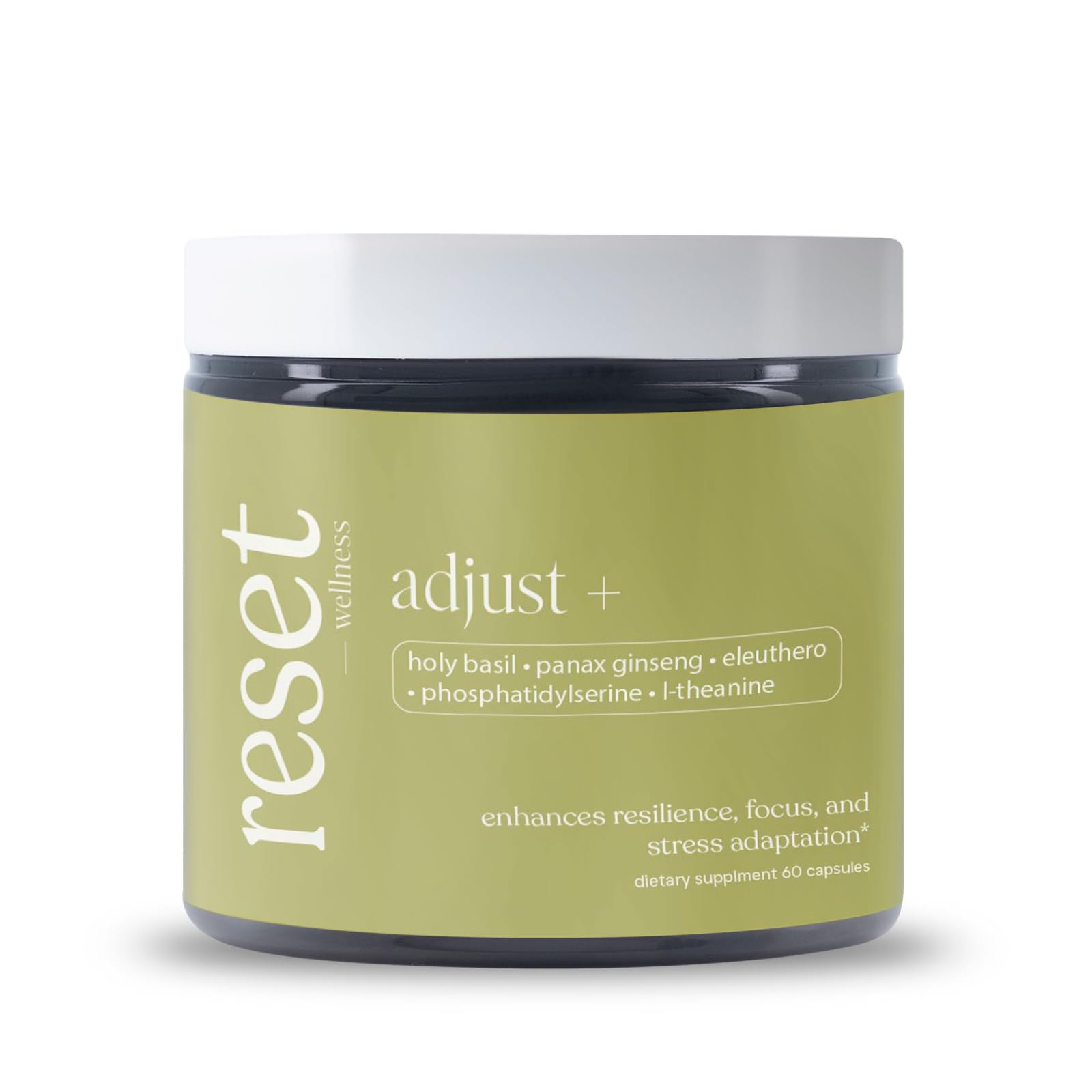 reset wellness Suplemento Fitoterápico de Ginseng com Panax Ginseng, Ginseng-siberiano e Manjericão-sagrado, 60 cápsulas
