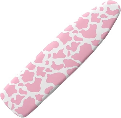 Funda para tabla de planchar rosa con estampado de vaca, resistente al quemado, cubierta para tabla de planchar de tamaño estándar