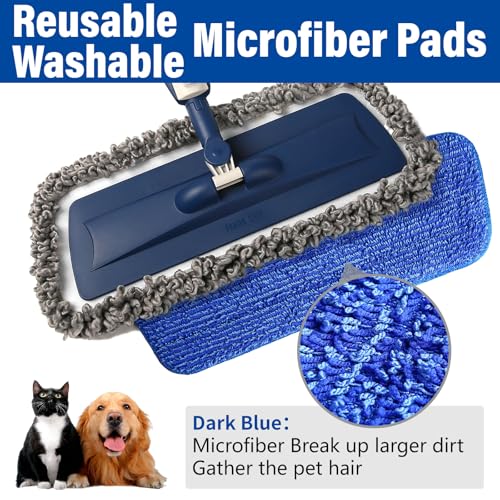 Image of PowerMop Floor Mop with 720 ml Refillable Bottle & 3 Microfiber Pads | Powered wet dry mop for kitchen, wood, hardwood, laminate, ceramic tile floors, with washable pads and refillable bottle