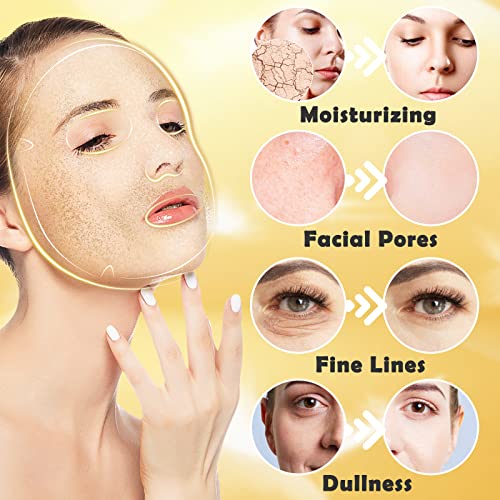 Permotary 6 Pcs 24K Gold Crystal Gel Collagen Facial Masks, Treatment Deep Moisturizing Facial Masks For Anti Aging Puffiness Skincare Anti Wrinkle Tighten Skin & Revitalize Skin #TOP4