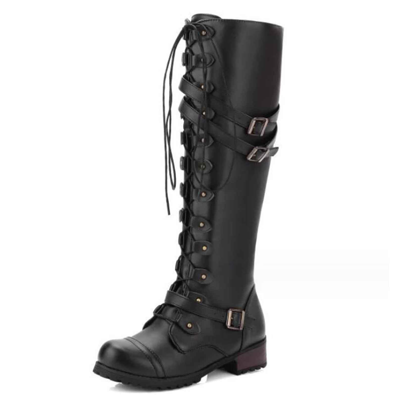 Mittelalterliche PU-Lederstiefel - Verstellbare Schnürschuhe für lange Reitstiefel - 1 Paar mittelalterliche Schuhe
