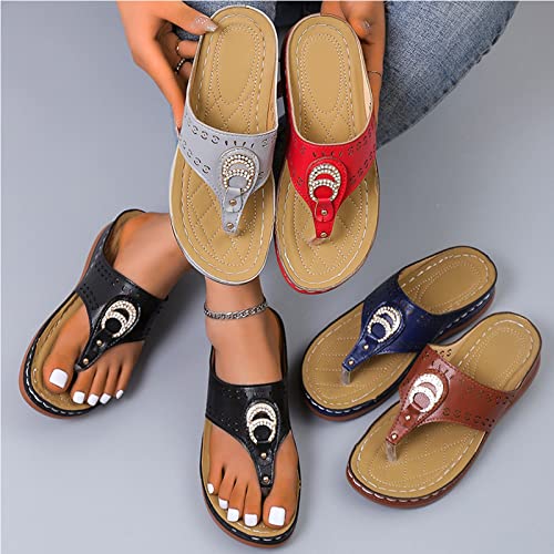 Sandals Summer Comfortable flip-Flops Women can wear Out Women's Sandals Casual Beach Sandals Sandal(B,41)2