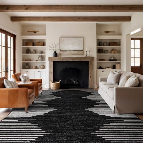 Rugshop Bohemian Stripe Stain Resistant High Traffic Living Room ...