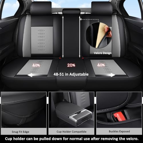 Image of Car Seat Covers for Toyota Camry 2012-2025 2026,Waterproof Leather Seat Covers 5-Seats Standard,Car Interior Accessories with Airbag,Car Seat Protectors for Camry(Black+Gray)