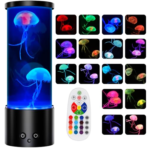 AONESY Jellyfish Lamp, 17 Color Changing Jelly Fish Light Mood Lamps for Home Office Room Desktop Decoration, Jellyfish Aquarium Tank Night Light Christmas Gifts for Kids Teens Girls Boys Adults