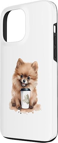 Miniatura 2 de iPhone 13 Pro Max Pomeranian Dog con estilo acuarela café Funda
