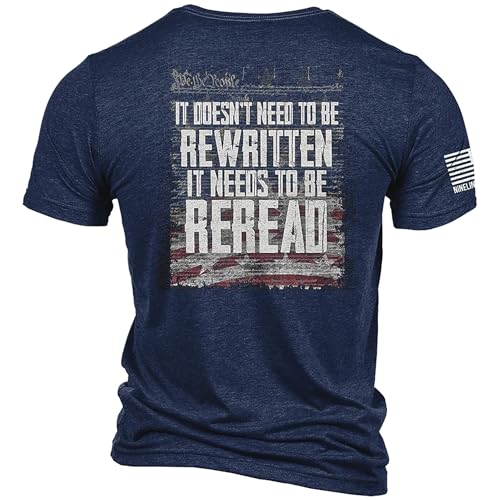 Nine Line ReRead Not ReWritten T-Shirt - Unisex Navy Patriotic Shirt - Dropline Logo and American Flag Stars and Stripes3