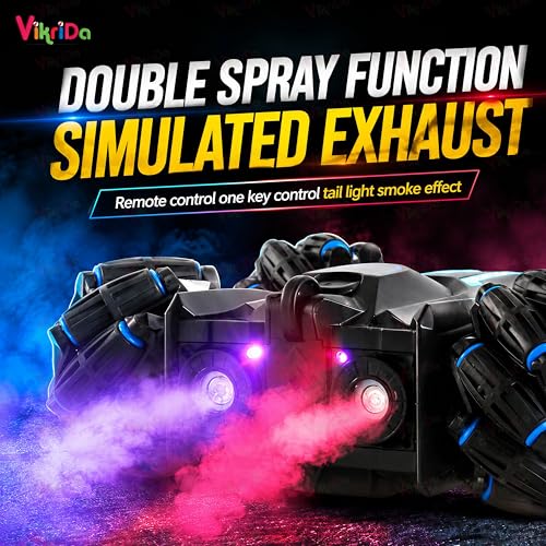 Image of VikriDA RC 4x4 Gesture Control Drift Car | 360 Stunt Car with Double Smoke, RGB Lights, Spray Mist, Rechargeable Toy