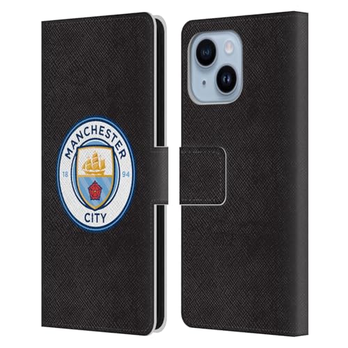 Étui Manchester City pour iPhone 14 Plus, portefeuille cuir noir Head Case Designs