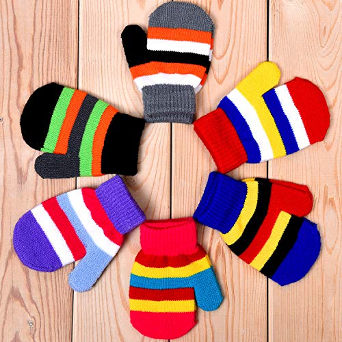 Syhood 12 Pairs Toddler Winter Mittens Stretch Full Finger Mittens Knitted Gloves Kids Warm Knitted Unisex Gloves for Baby Boys and Girls Christmas Giving3