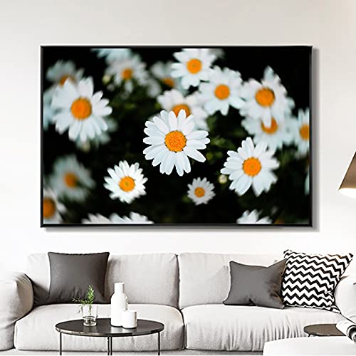 Kit diamant painting fleurs blanches 40x80cm broderie point de croix strass carré rond