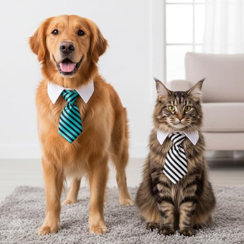 2 Pcs Cat Dog Neck Tie Collar Ajustable para Mascotas miniatura 4