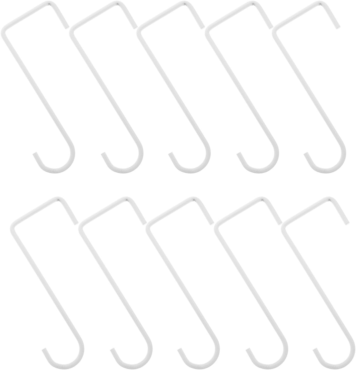 MERRYHAPY 10pcs White Iron Hanging Flower Pot Hooks for Balcony Garden, Multi-Functional Outdoor Wall-Mounted Plant Hangers, Decorative Rustic Flower Basket Holders