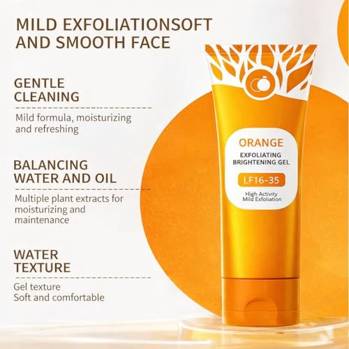 Image of Orange Eng Exfoliating Gel - Natural Orange Peel Gel for Face & Body - Deep Exfoliating Brightening Scrub to Purify - Soften and Moisturise Skin - Gentle Formula