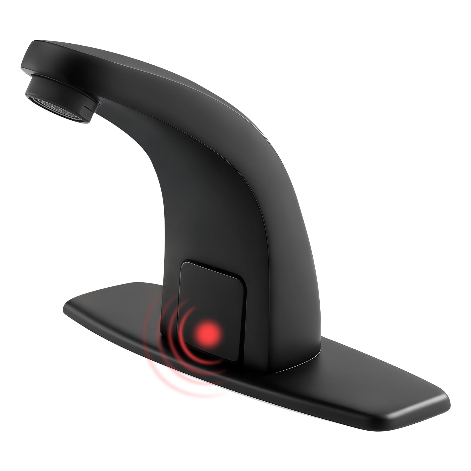Gangang Grifo de lavabo automático con sensor de movimiento, sin contacto, color negro mate, con válvula mezcladora