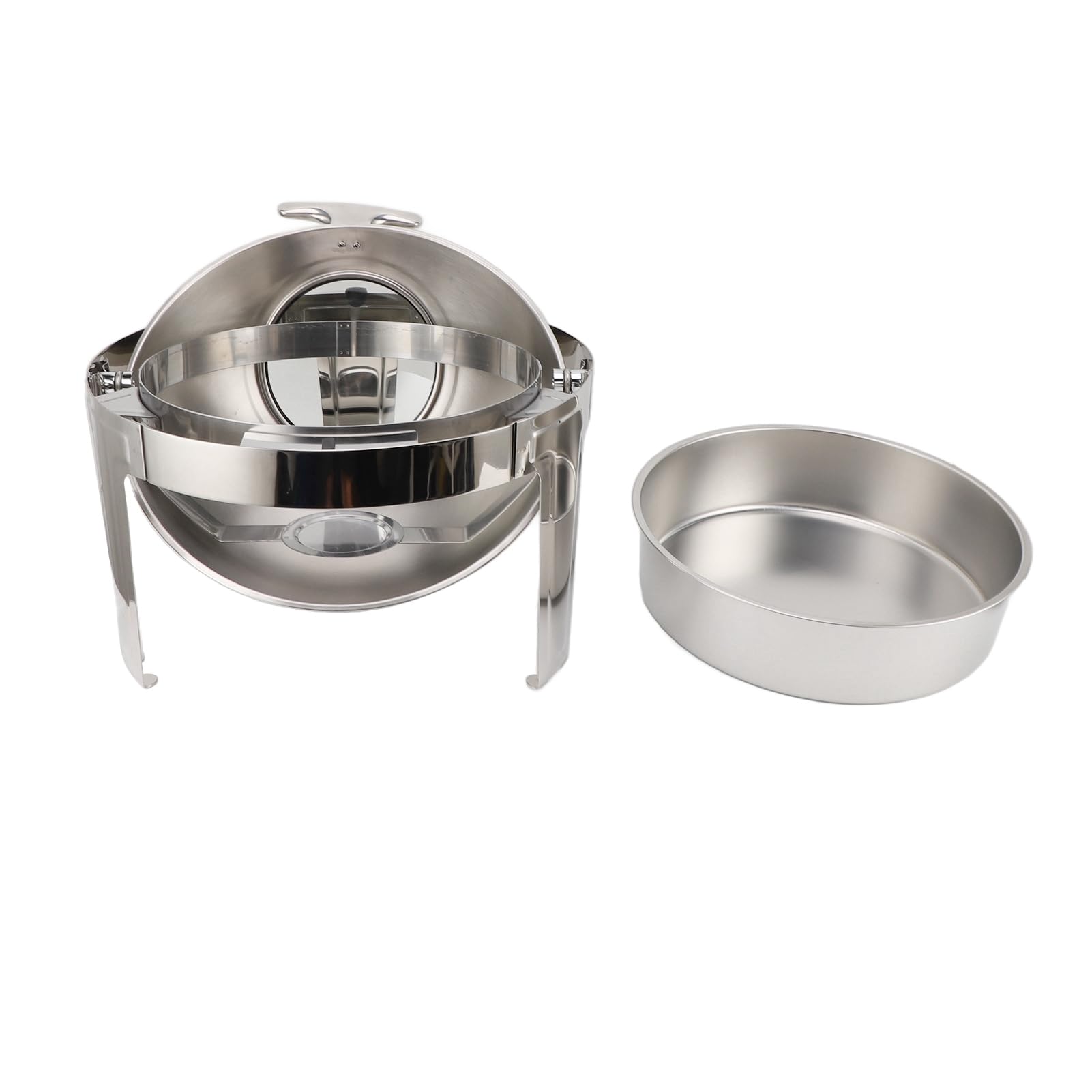 Cocoarm Chafing Dish Buffet Set Acero Inoxidable Buffet Chafer 6L Redondo con Tapa de Vidrio Visible Calentamiento de Alcohol Tapa Abatible de 90 Grados para Buffets Catering Fiestas Hotel Brunch (1