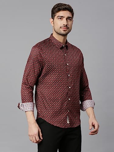 Image of Thomas Scott Men's | Printed | Full Sleeve | Slim Fit | 100% Cotton | Spread Collar | Casual Shirt