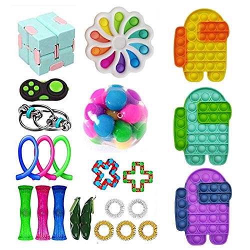 JBEELATE Fidget Toys Pack Fidget Box with Simples Dimples Push Pop Bubble Fidget Sensory Toy Stress Anxiety Relief Toys Set 2021 Novelty Gift (23 Pcs-E)