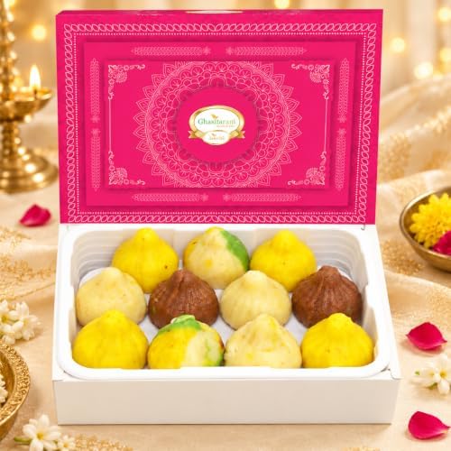Ghasitaram Gifts Pure Kaju Assorted Modaks, 200g