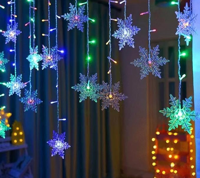 4M Guirnaldas Luces Cortina Copo de Nieve con Control Remoto 8 Modos,LED Cadena de Luces de Navidad,Cortina de Luces LED Decoración,para Balcón,Jardín,Decoración Navidad,Cálido,Boda,Fiesta,Navidad