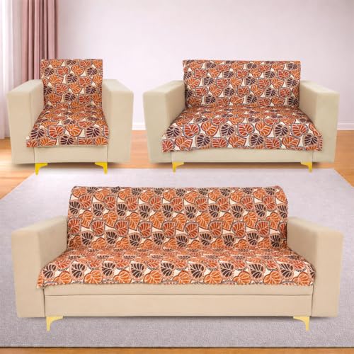 Image of Homerz Premium Printed Quilted Velvet Sofa Slip Cover Protector, Sofa Mat, Exact Size, Antislip Cover (Bloomora, 6 (3+2+1) Seater, Full)