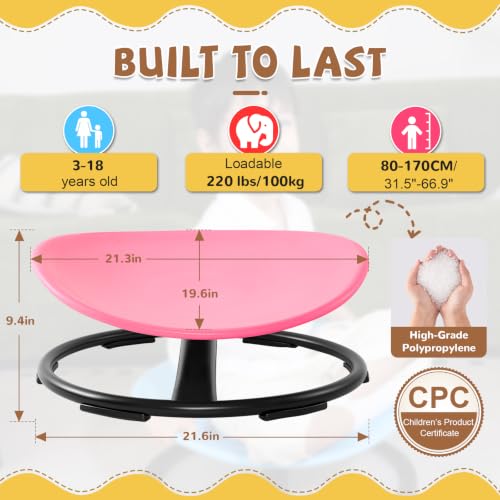 Image of Zhenx Spinning Chair for Autistic Kids (Ages 3-18) - 220lbs Capacity Sensory Swivel Seat - Sensory Toy for Teens with ADHD /Autism - Sit & Spin Calming Gift to Improve Focus & Body Balance (Pink)