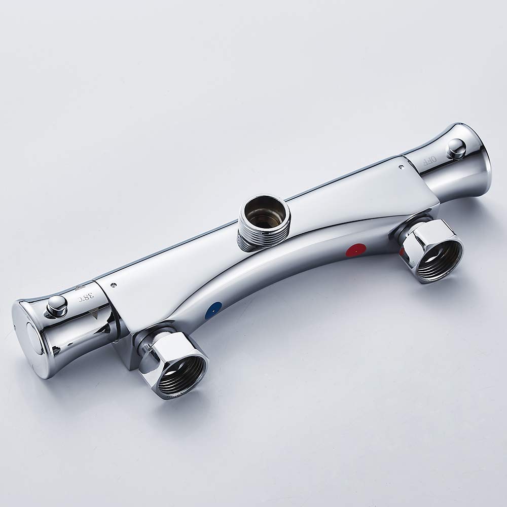 Thermostat Duscharmatur, Duschthermostat Temperatureinstellung, Mischbatterie Brausethermostat Thermostatarmatur mit 38 °C Sicherheitstaste G3/4 Oben Auslauf (3/4 Auslauf)
