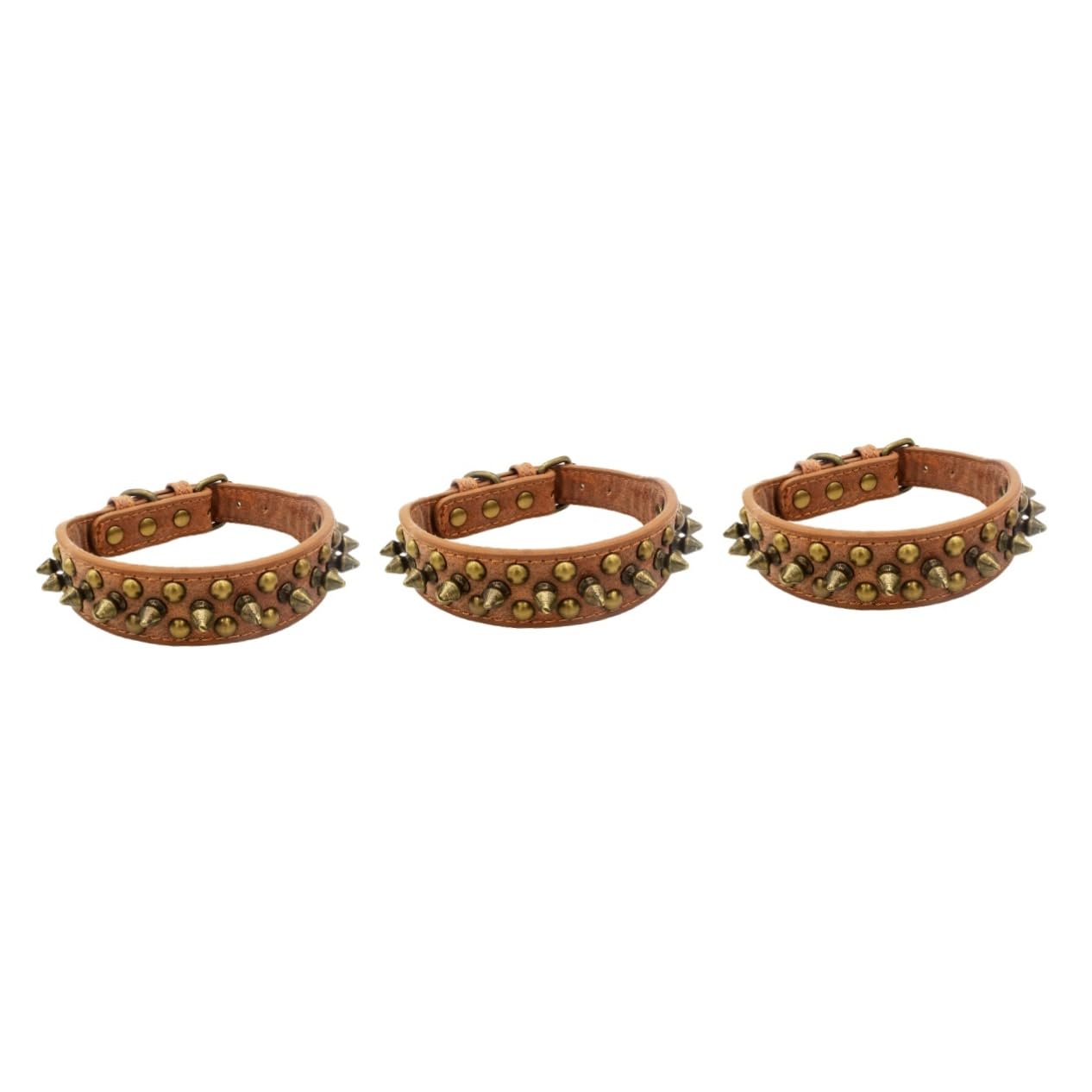 SUPVOX 3piezas Collar De Perro De Rivetes y Tachuelas Diseño Estiloso para Mascotas Color Marrón para Paseos y Actividades Al Aire