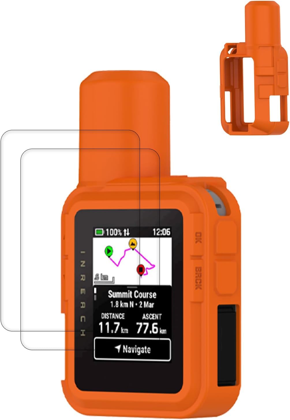 Case for Garmin inReach Mini 3 Plus Satellite Communicator,UYRUREL Premium Sillence Material,Shock-Absorbing and Anti Drop Protection Soft Shell,with 2 Pack Screen Protector,Orange.