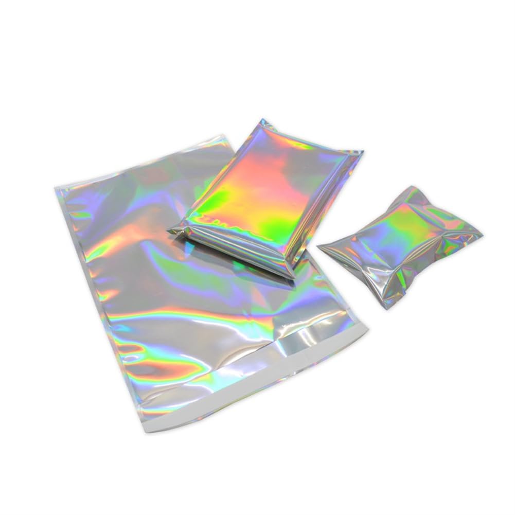 100Pcs Poly Mailers Holographic Metallic Aluminum Foil Glitter Bag Shipping Envelopes Mailing Self Sealing Envelope Packaging Pouches Mylar Bags Storage Bags 4.5×6.5in (11.5×16.5cm)